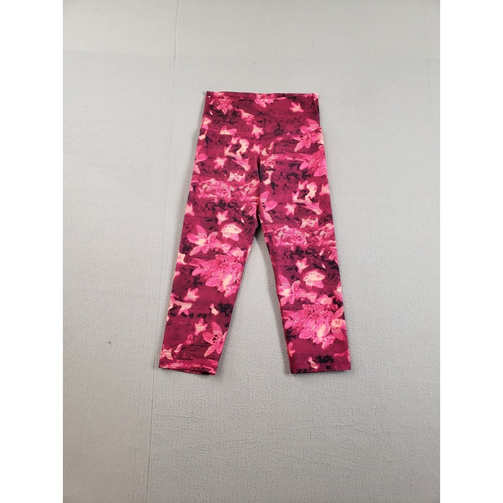 Old Navy Women Legging S Red Abstract Print Go Dry Capri Pull On Yoga Activewear